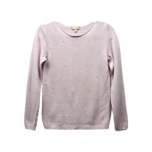 Benedetta B. Women's Sweater Sz M Pale Pink White Swiss Dot Wool Cashmere Blend